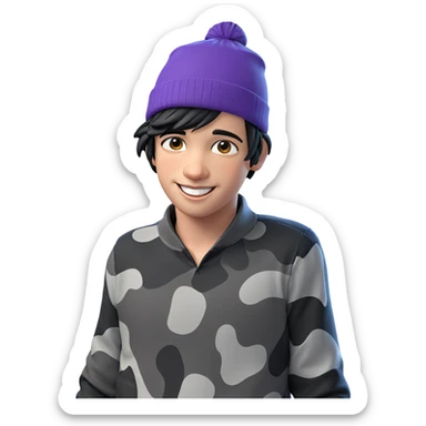 smiling boy in beanie sticker