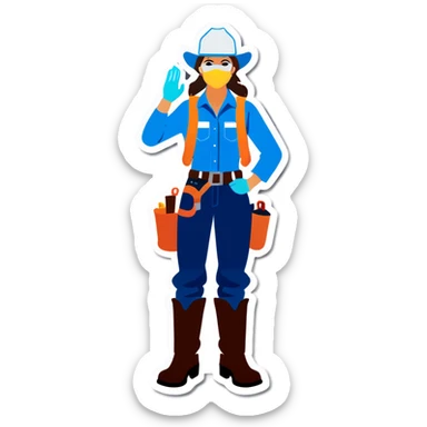 Cowgirl with PPE sticker