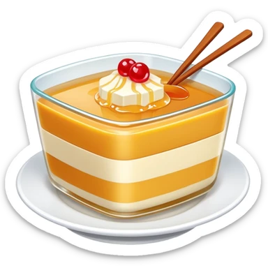 Chinese sweet Douhua tofu pudding with syrup and toppings, simplified emoji style with bold outlines and bright colors, cartoon style soft dessert sticker