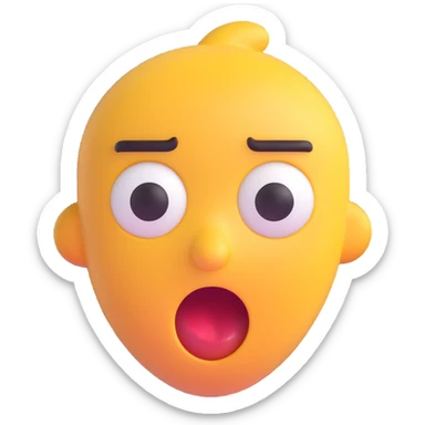 Shocked emoji in 3D style with a surprised expression, variant 6, no background, transparent background. sticker