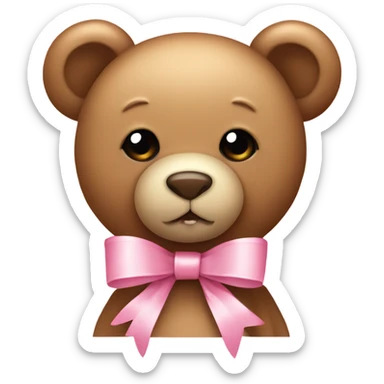 Teddy bear with a pastel pink ribbon bow sticker