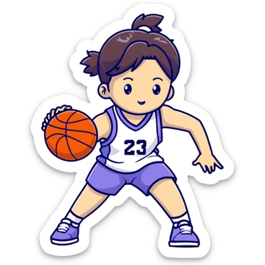 Cute Japanese high school girl playing basketball in gym clothes sticker