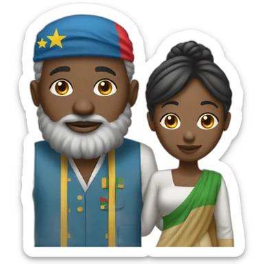 Central African Republic man with Lebanon woman union sticker