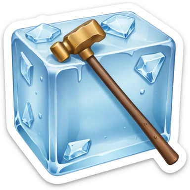 an ice and a hammer, means break the ice sticker