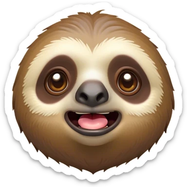 Cinematic Comical Sloth Portrait Emoji, Head tilted dramatically with an exaggeratedly shocked expression, featuring a slow, adorably sluggish form with wide, comically expressive eyes full of humorous disbelief, Simplified yet hilariously expressive features, highly detailed, glowing with a slightly sassy, lazy glow, high shine, dramatic yet playful, stylized with an air of quirky, unhurried attitude, soft glowing outline, capturing the essence of a meme-worthy sloth that looks ready to side-eye its way into viral fame! sticker