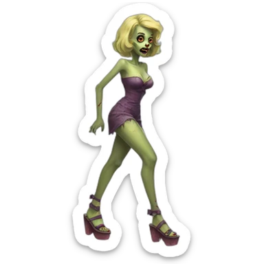 zombi pinup wearing sandals sticker