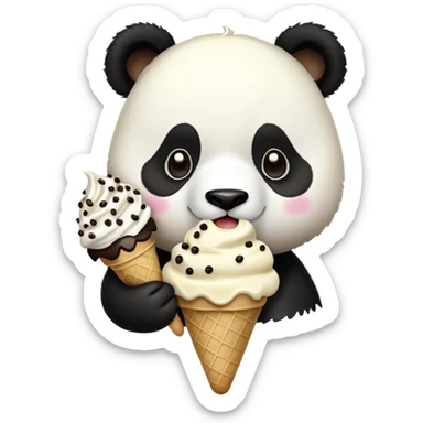 Panda eating ice cream sticker