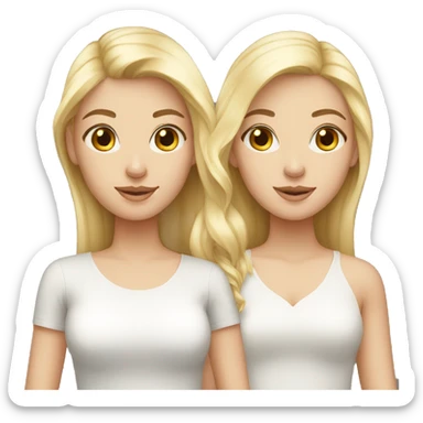 two white sisters one blonde one brunette sticker