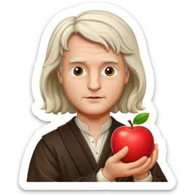 isaac newton hold an apple sticker