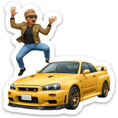 Nissan Skyline R34 Gtr Fall in CLIFF Man screaming  sticker