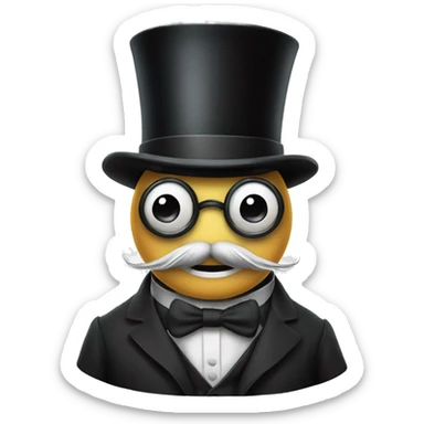 Top hat with monocle and cane sticker
