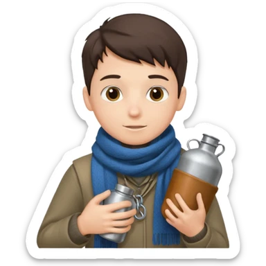 Boy + scarf + canteen sticker
