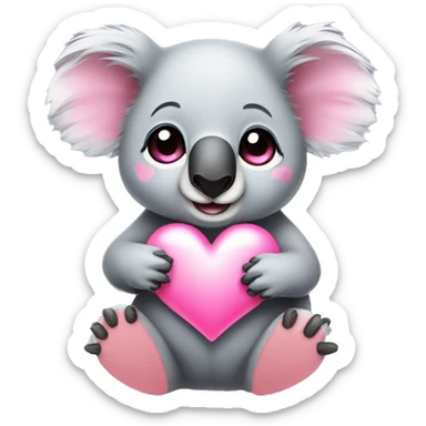 Koala being cute pink hearts  sticker