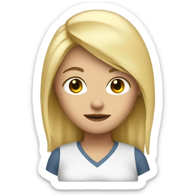 Create me a defensive emoji featuring a blonde girl sticker