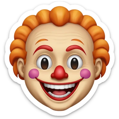 Emoji de mitad de cara de payaso y mitas de emoji riéndose  sticker