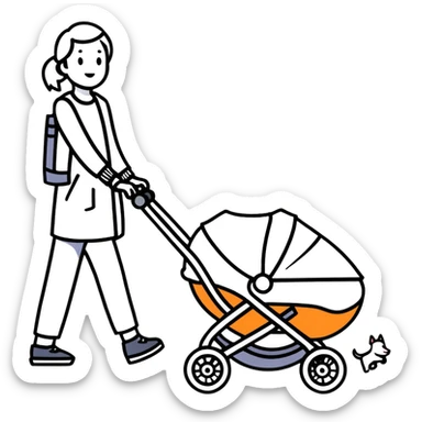 walking dog with stroller sticker