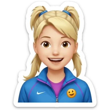 active ponytail hair teen girl in sport jacket smile happily  sticker
