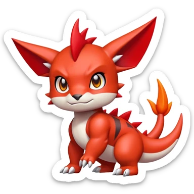 Cute Baby Chibi Digimon-Guilmon-Tyrunt-hybrid (full body) sticker