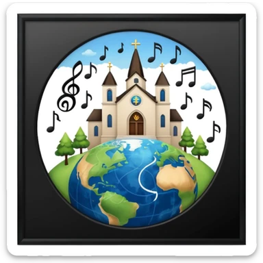 Church and music on top of earth sticker