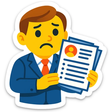 A vibrant toon style illustration of a recruiter holding a resume with a puzzled or confused expression, no background. sticker