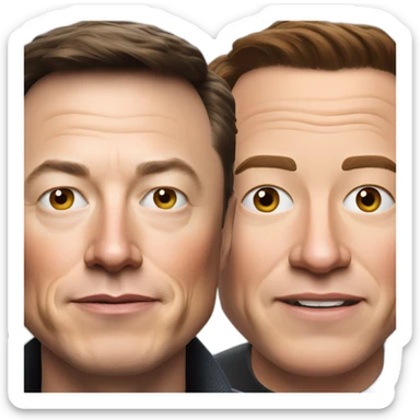 Combined faces of Elon Musk and Jules Hudson from escape to the country sticker