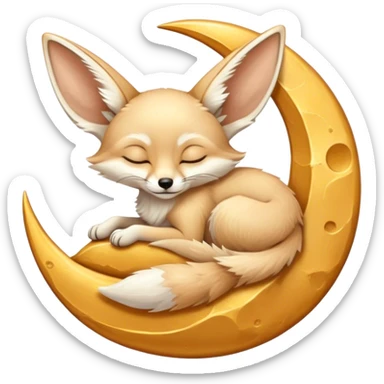 fennec sleeping on a moon sickle  sticker