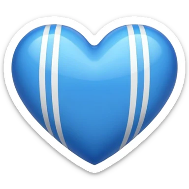 Glossy blue heart with straight athletic stripes going down the side sticker