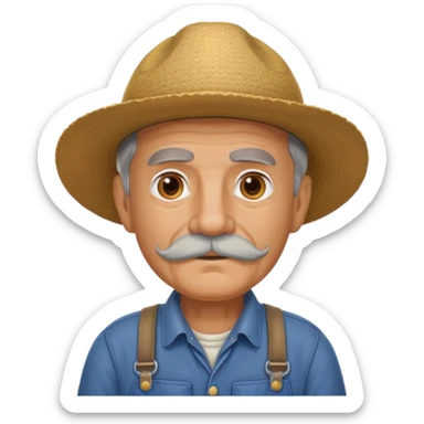 old man wear with mustache wearing farmer's uniform  sticker