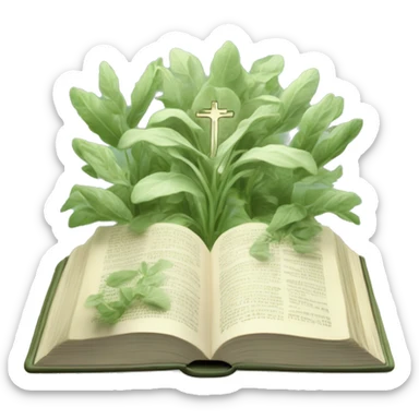 Open Light Sage green holy Bible with a light coloured gardens coming from the sides of the Bible  sticker