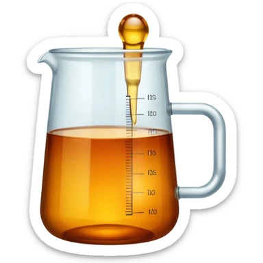 tea in a laboratory measuring cup sticker