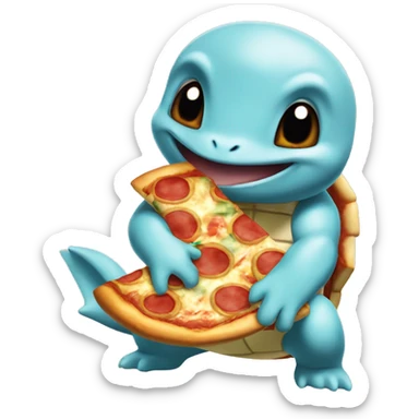 Squirtle eating pizza sticker