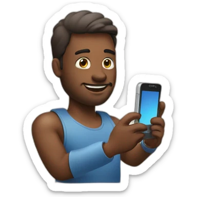 MAN WHIT A SMARTPHONE SENDING MENSSAGE IN INSTAGRAM sticker