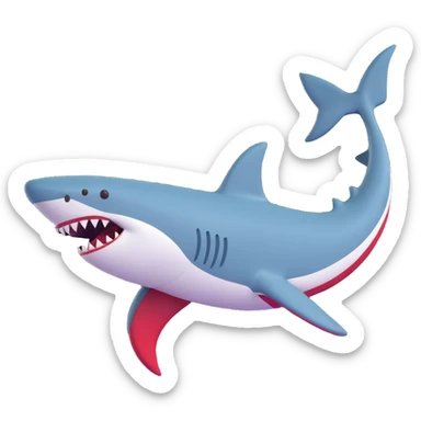shark with red and white Jordans on fins and back fin sticker