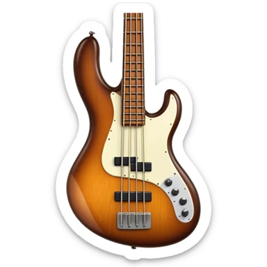 Cinematic Realistic Bass, deep polished wood with rich grain, thick taut strings stretching across its curved body, subtle warm lighting emphasizing its form, glowing with depth and powerful musical resonance. sticker