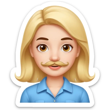 Cute girl with cartoon mustache  sticker