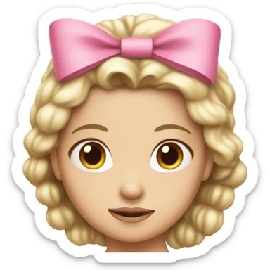 White princess in a pink bow sticker
