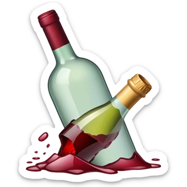 Broken wine bottle sticker