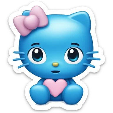 Blue hello kitty with a blue pastel heart sticker
