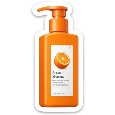 Square-shaped packaging with plain orange-colored shampoo - No product description sticker