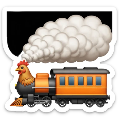 Chicken eating a train while the chicken is exploding sticker