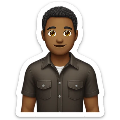 adolescente de camisa negra y pelo marrón sticker