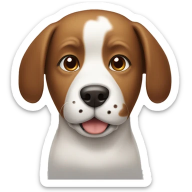 dog with half white and brown face with ears sticking up sticker