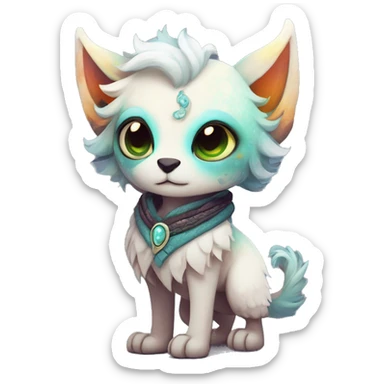 cute Kawaii edgy ethereal fantasy animal fursona Fionbri creature by griffsnuff & LiLaiRa & Falvie with exotic colors full body sticker