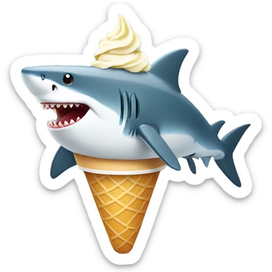 Shark eating ice cream sticker