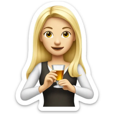 Blonde girl with a shot glass sticker