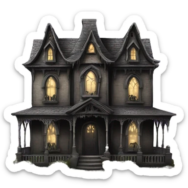 Creepy ok Realistic Huge ornate gothic Cardboard haunted house  sticker