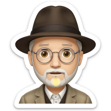 rabbi with white goatee, fedora, round rimmed glasses sticker