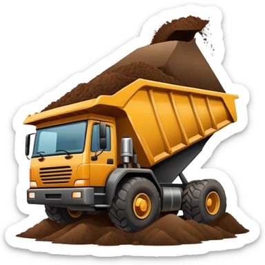 Dump truck with dirt dumping  sticker