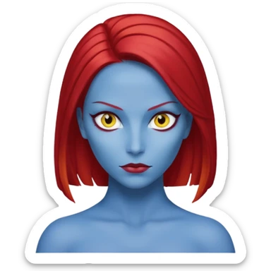  x-men mystique red sleek back hair yellow eye  sticker