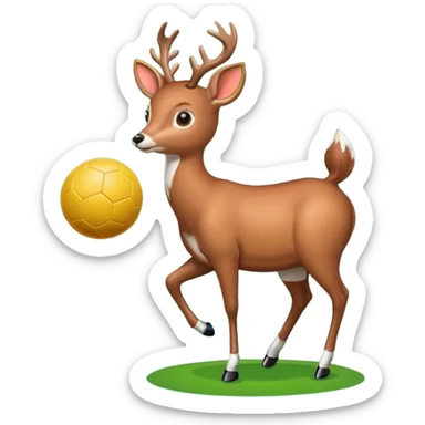 Une biche entrain de jouer au foot sur un stade sticker